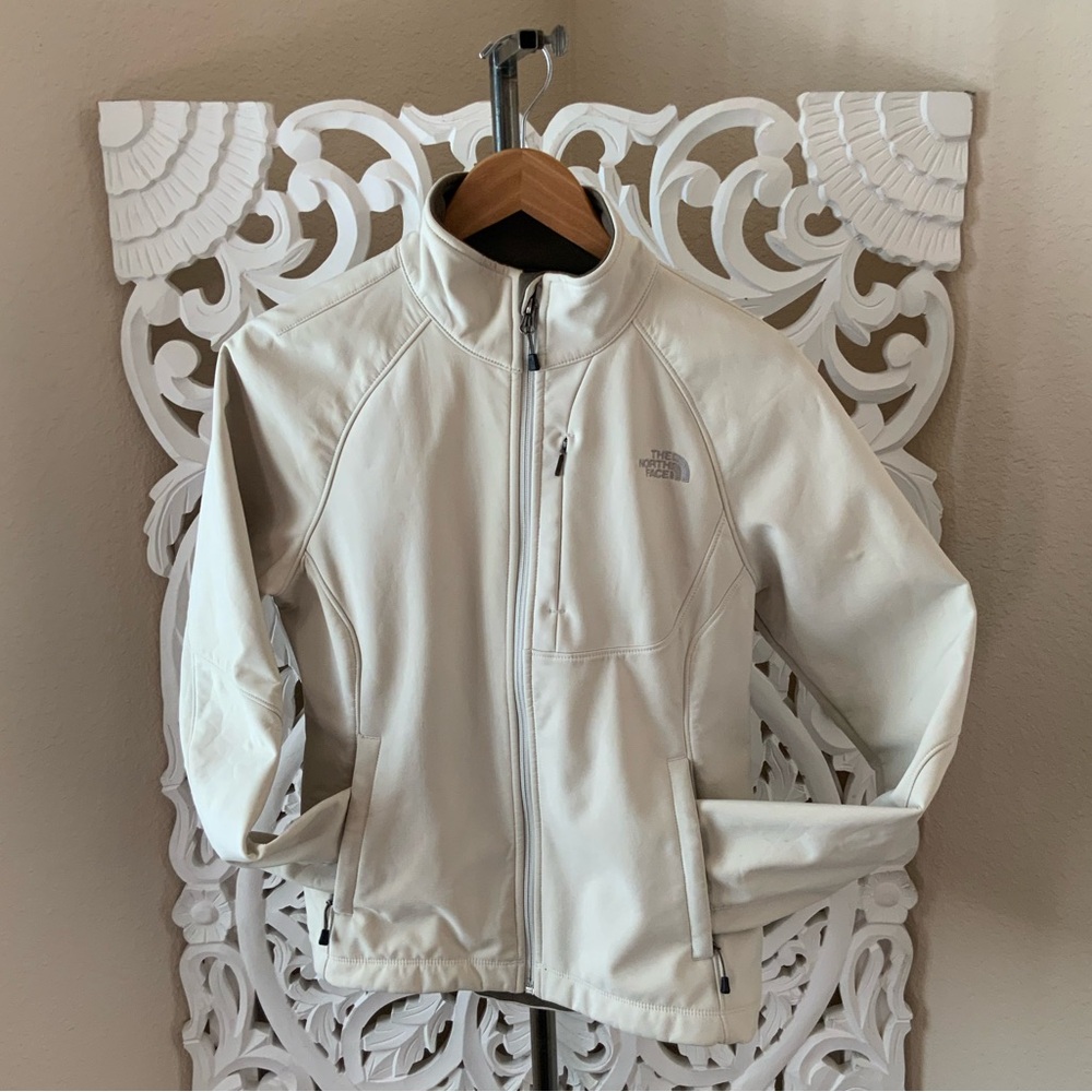 THE NORTH FACE JACKET WOMENS MEDIUM WHITE WINDPROOF WATERPROOF Soft shell